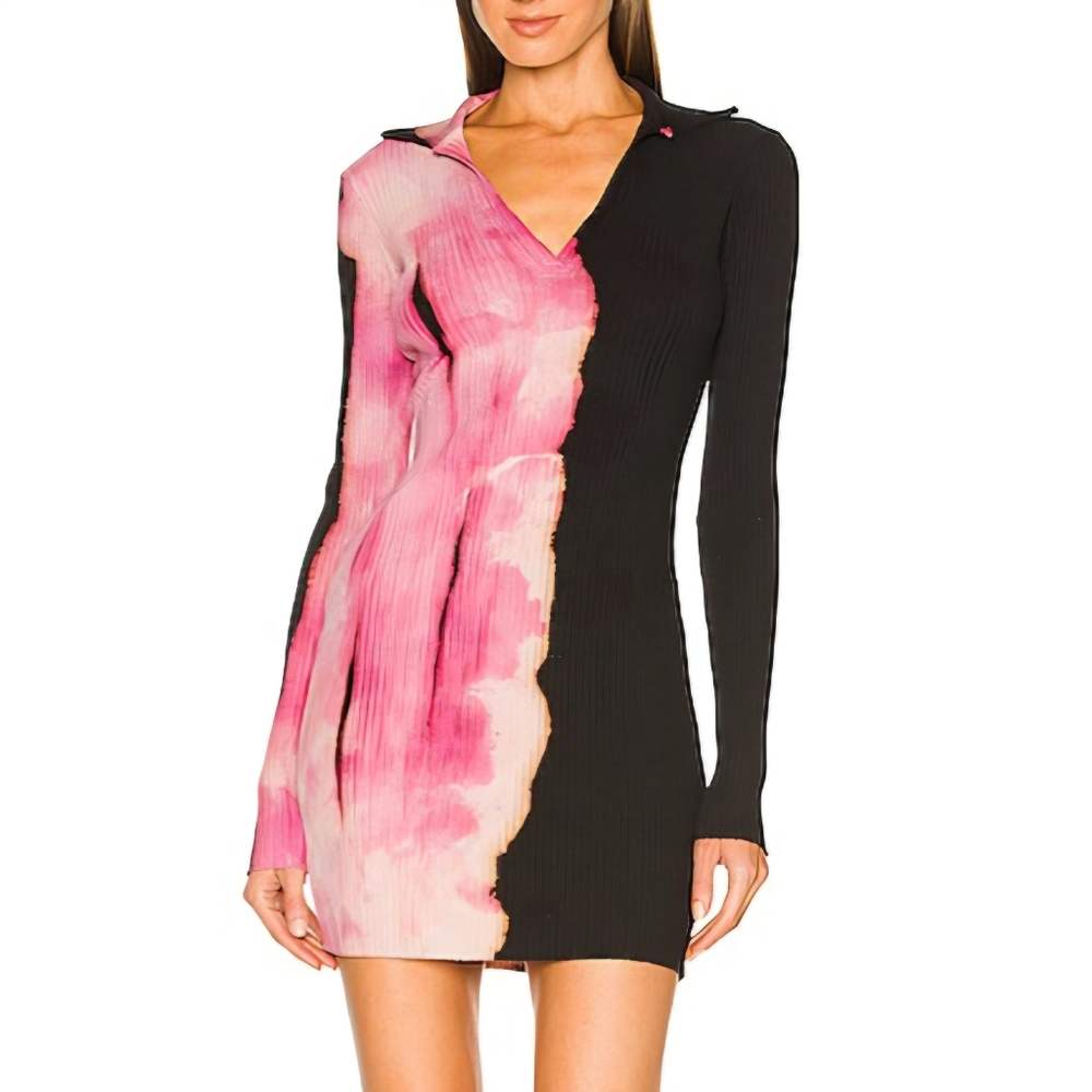Cotton Citizen Ibiza Polo Dress M Lychee Ombre Bodycon Ribbed USA - Picture 4 of 16